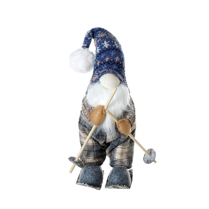 SHA122 Gnomo Esquiador Gorro Azul 26 Cm.