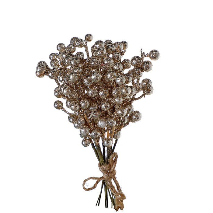 SHA205 Ramo Spray Berries Oro Chico 21 Cm.