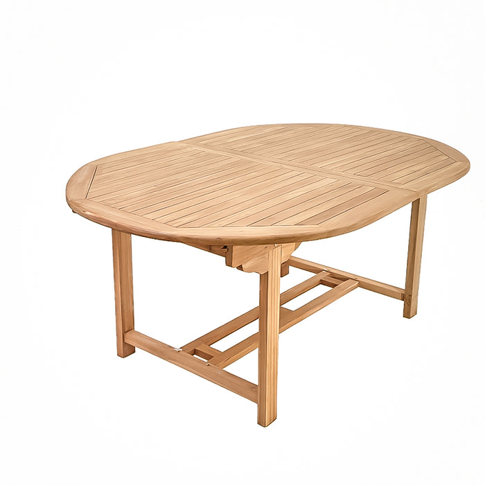 TGF055M Mesa Oval Extendible de Teca Fina 180cm.(L) x120cm.(P) x76cm.(A) EXTENDIDA 240cm.(L) x120cm.(P) x76cm.(A)