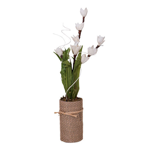 VI291N Arreglo Yute Flores Natural 33 cm .