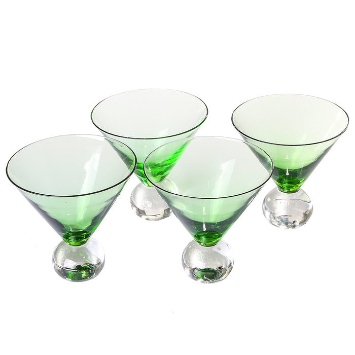 VNCW02-VC Juego de 3 Copas Martini Verde Claro con Charola