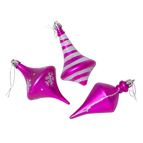WZ003F Set 3 Ornamentos Trompo Fucsia 10 cm .
