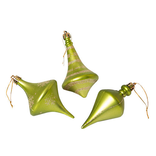 WZ003V Set 3 Ornamentos Trompo Verde 10 cm .