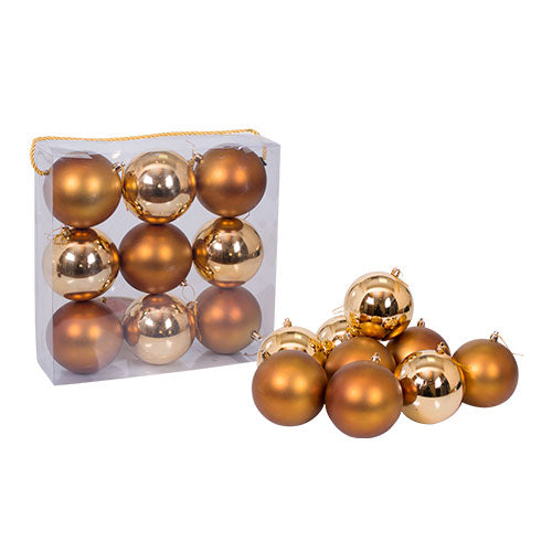 WZ100O Set 9 Esferas Doble Oro 10 cm .