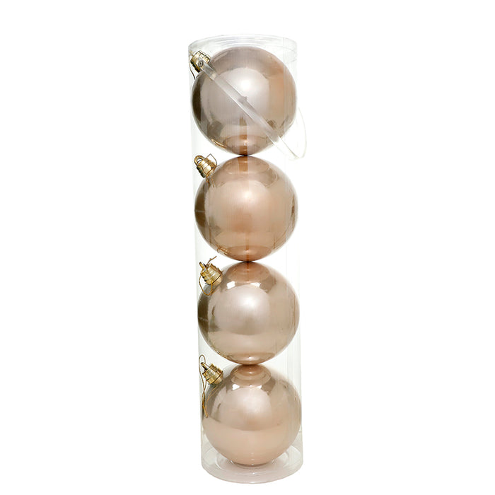 WZ504OR Set 4 Esferas Oro Rosado Aperlado 15 Cm.