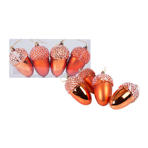 WZ004C Set 4 Ornamentos Bellota Cobre 10 cm .