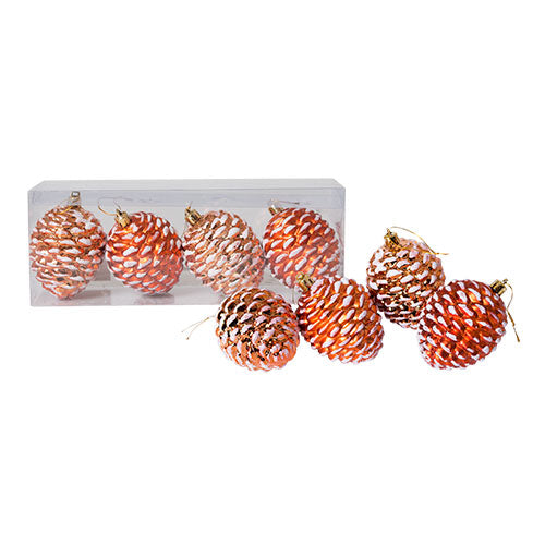 WZ7004 Set 4 Ornamentos Piña Cobre 7 cm.
