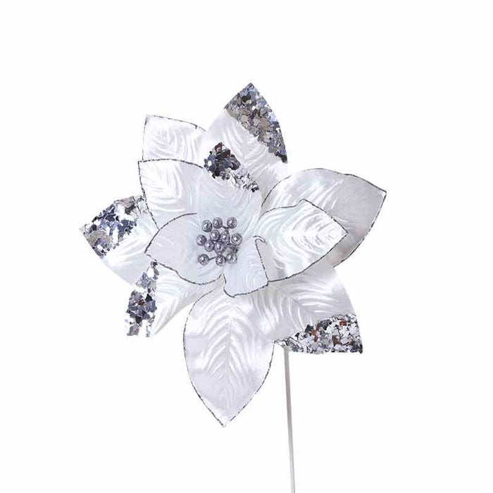 XH1106BP Flor Diseñador Chica Blanco/Plata 27(D)X57(A) Cm.