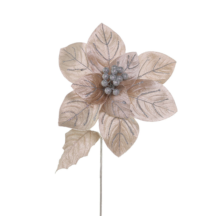 XH1109CH Magnolia Terciopelo Champaña Brillo Plata 24(D)X60(A) Cm.