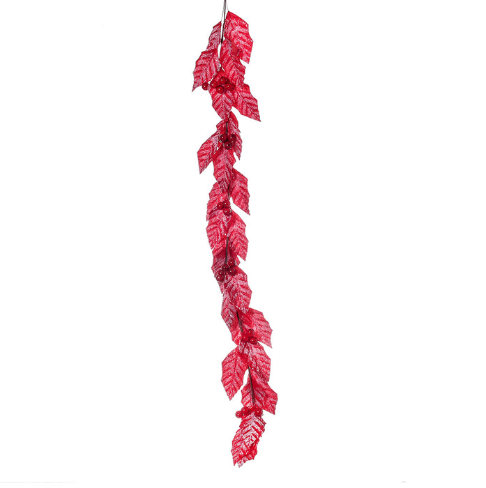 XH874R Guirnalda Hojas Rojas Frost C/Berries 140(D) Cm.