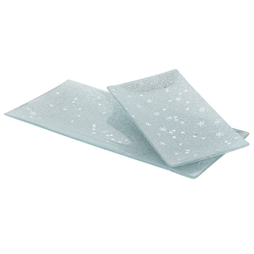 YQ758-1 Plato Rectangular Mini Estrellas Plata 21 cm