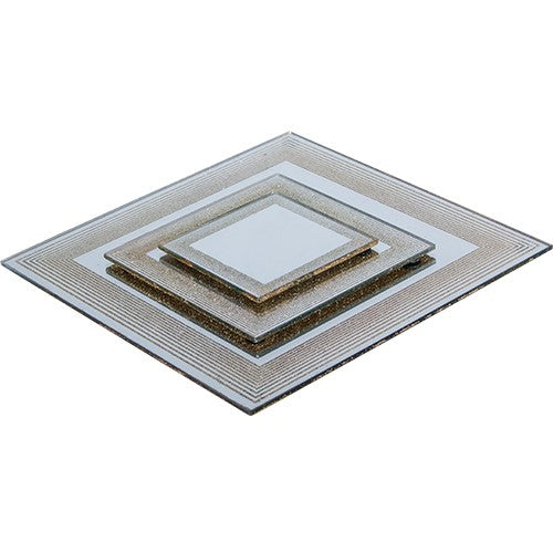 YQ88O1 Base Espejo Líneas Oro 10 cm .