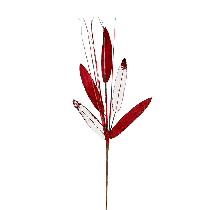 YS2152R Rama Hojas Pluma Rojo 69 Cm.