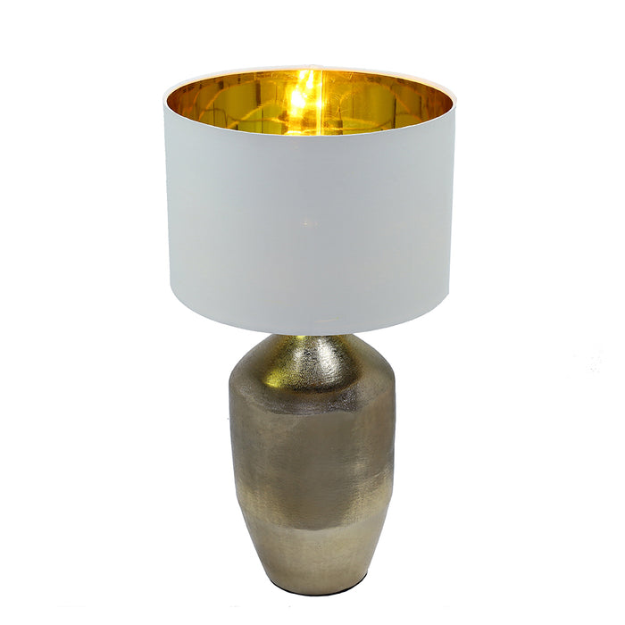 ACC243O  Lámpara Agra Oro de Aluminio Labrada a mano en India y Pantalla con Acabado Oro Interior.