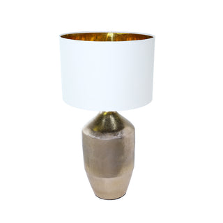 ACC243O  Lámpara Agra Oro de Aluminio Labrada a mano en India y Pantalla con Acabado Oro Interior.