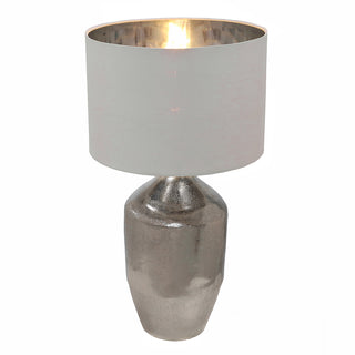 ACC244P  Lámpara Agra Plata de Aluminio Labrada a Mano en India y Pantalla con Acabado Plata Interior.