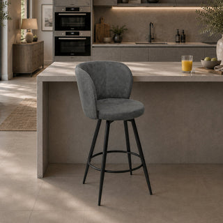 TC18BCGG Banco Cocina Giratorio Bakú Corduroy y Nanotech Gris