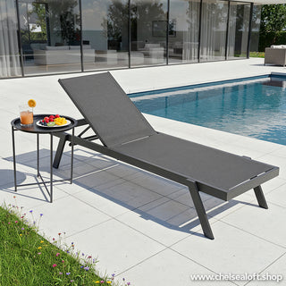 BK3510A Camastro Tenerife Antracita Estibable con acabado para exterior 65cm(L) x 198cm(P) x 35/97cm(A)