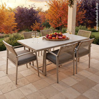 SCL58MCT Mesa Comedor Mallorca Taupé de Acero con acabado anticorrosivo.