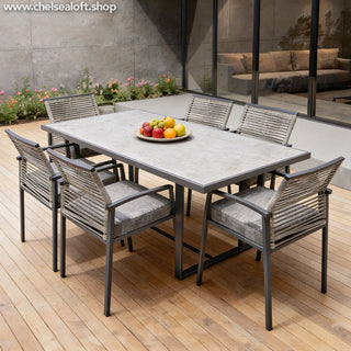 SCL58MCG Mesa Comedor Mallorca Gris de Acero con acabado anticorrosivo.
