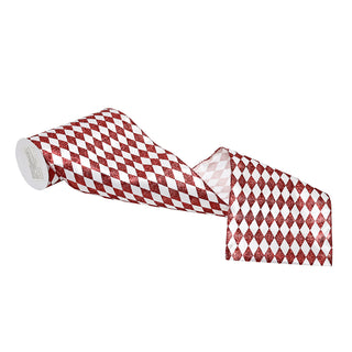 CR0037R Listón Rombos Rojo y Blanco 15 cm. x 4.57 mts.
