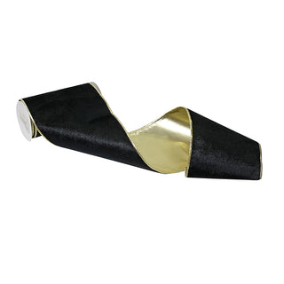 CR1049N Listón Terciopelo Negro y Oro 15 cm. x 4.57 mts.