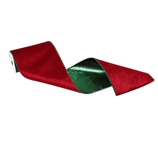 CR1049R Listón Terciopelo Rojo y Verde 15 cm. x 4.57 mts.