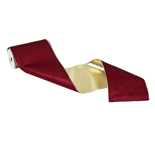 CR1049V Listón Terciopelo Vino y Oro 15 cm. x 4.57 mts.