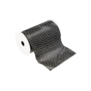 CR232NP Listón Zig Zag Negro y Plata 15 Cm. x 9 Mts.