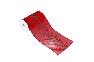 CR232RB Listón Bosque Rojo con Berries 15 Cm. x 9 Mts.