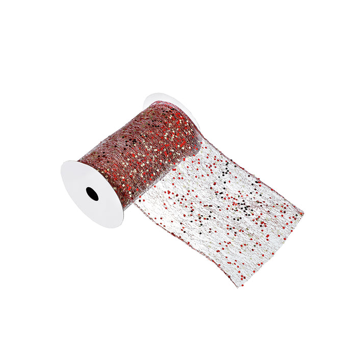 CR232RO Listón Confetti Rojo y Oro 15 Cm. x 9 Mts