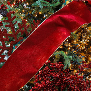 CR233RO Listón Terciopelo Rojo y Oro 15 Cm. x 9 Mts.