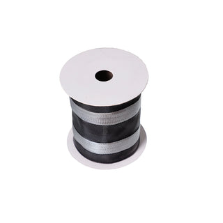 CR235NP Listón Colorblock Negro y Plata 10 Cm. x 9 Mts.