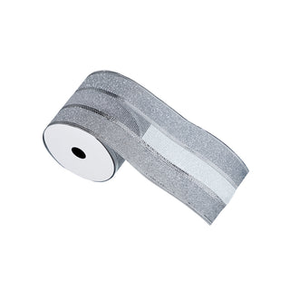 CR236P Listón Colorblock Plata 10 Cm. x 9 Mts.