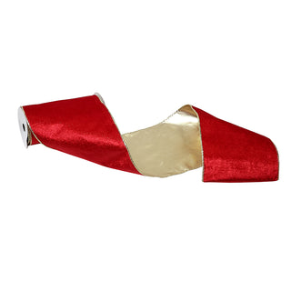 CR7213R Listón Terciopelo Rojo y Oro 15 cm. x 4.57 mts.