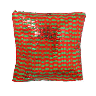 CX2349VR Cojín Lentejuelas Verde/Rojo 45x45 Cm.