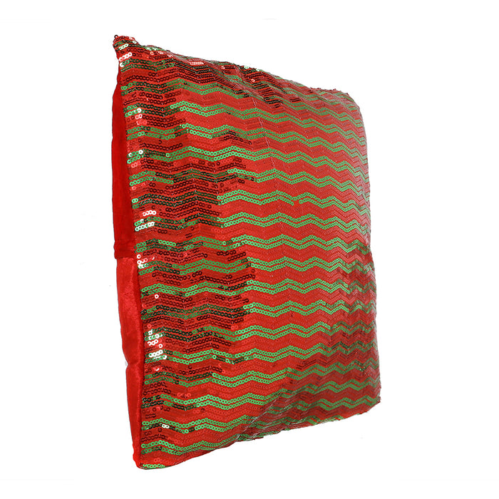 CX2349VR Cojin Lentejuelas Verde/Rojo 45x45 Cm.