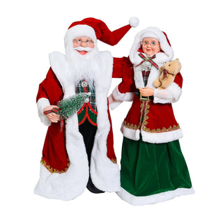 Set Mr. and Mrs. Santa Claus Clásico Rojo/Verde Mediano 61 cm