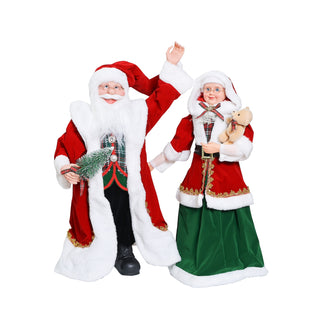 Set Mr. and Mrs. Santa Claus Clásico Rojo/Verde Mediano 61 cm