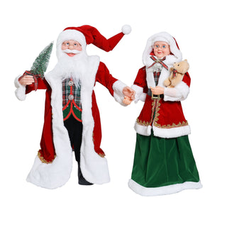 Set Mr. and Mrs. Santa Claus Clásico Rojo/Verde Mediano 61 cm