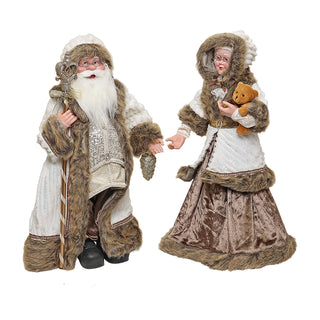 CX2502 Set Mr. and Mrs. Santa Claus Ivory Gold Mediano 61 cm.