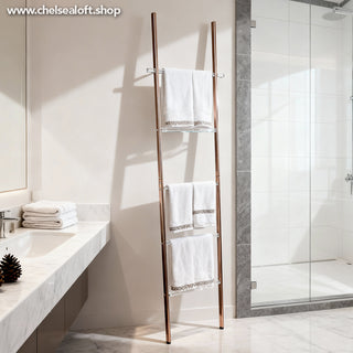 KI714OR Escalera Decorativa Oro Rosado y Acrílico 46(L)X3(P)X173(A) Cm.