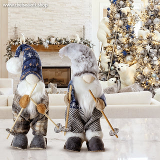 SHA221 Gnomo Esquiador Gorro Gris 26 Cm.