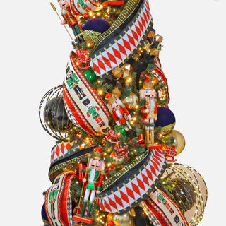 CR0434R Listón Rombos Tambor Negro, Blanco y Rojo 15 cm. x 4.57 mts