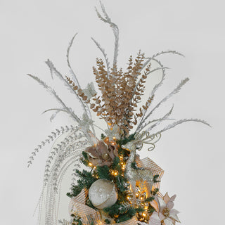 XH2003P Follaje Lluvia Brillo Plata 163cm.