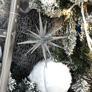 RJL354P Ornamento Estrella Erizo Plata Frost 15 Cm.
