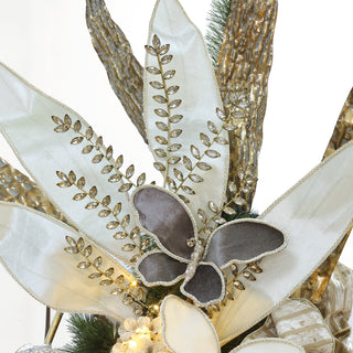 XH712SG Rama Mariposa Chica Terciopelo Gris con Ribete 39 cm.