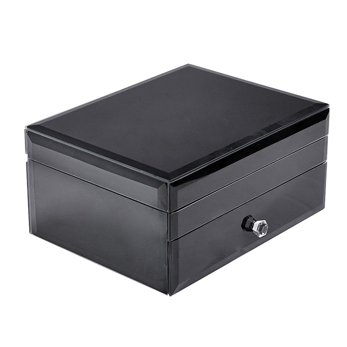 HM2446NG Caja Joyero Grande Espejo Negro 22cm(L)x17cm(P)x 10cm(A)
