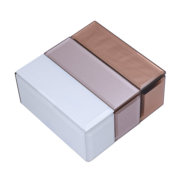 HM2490 Caja Cuadrada Colorblock Calido 12cm(L)x 12cm(P)x 6cm(A)