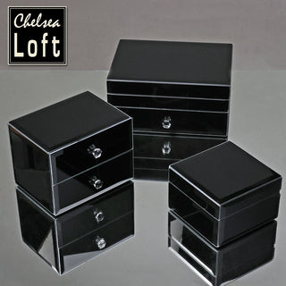 HM2442NC Caja Joyero Chico Espejo Negro 12cm(L)x 12cm(P)x 8cm(A)
